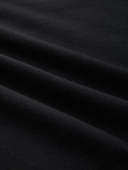 Midi Cotton Knit Dress, Long Sleeves, Shawl Collar, Belt Design, Vintage, Black