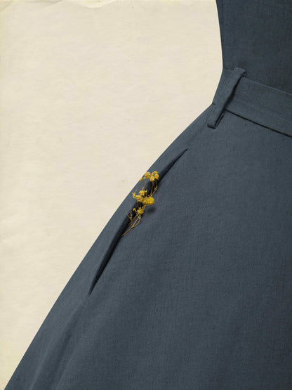 Maxi Cotton Dress, Half Sleeve, Lace, French Vintage, Gray